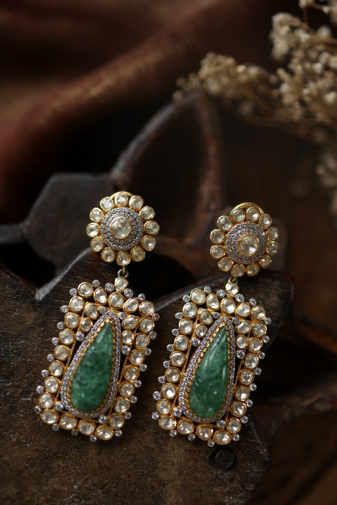 Falguni Mint Polki Silver Earrings