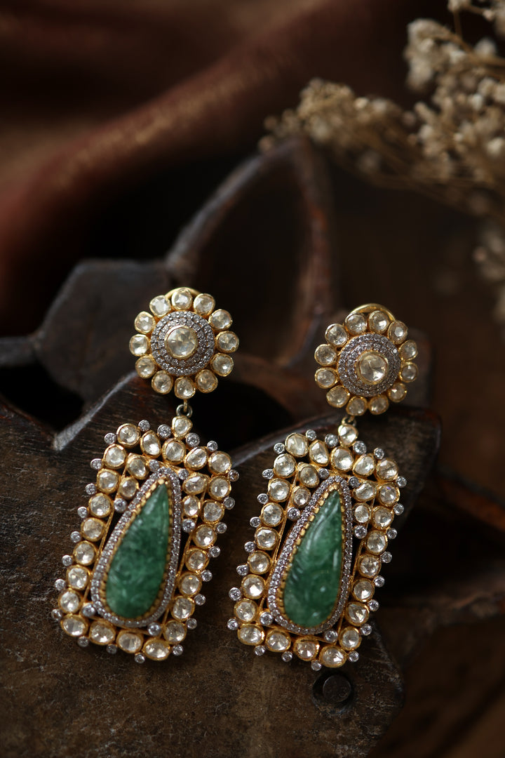 Falguni Mint Polki Silver Earrings