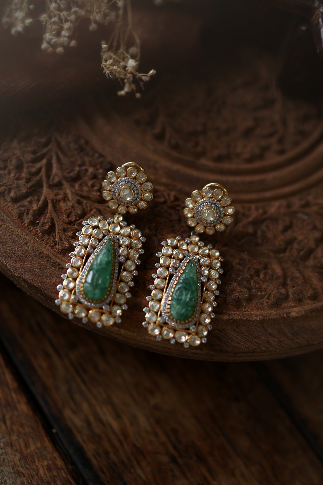 Falguni Mint Polki Silver Earrings