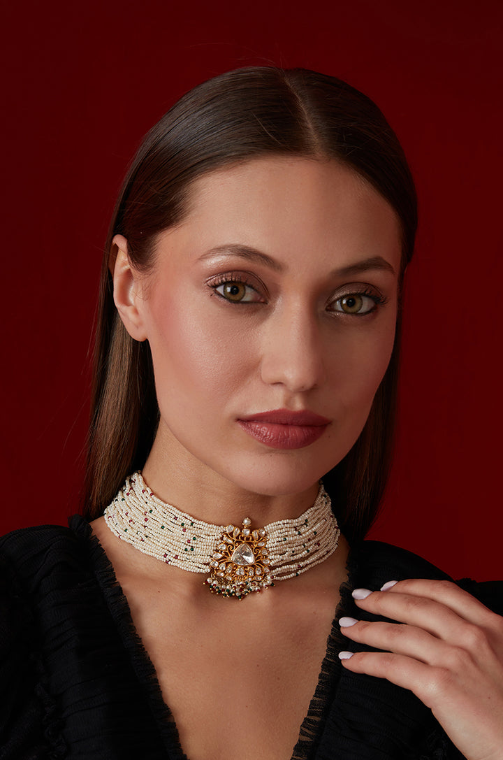Marissa Polki Silver Choker Necklace