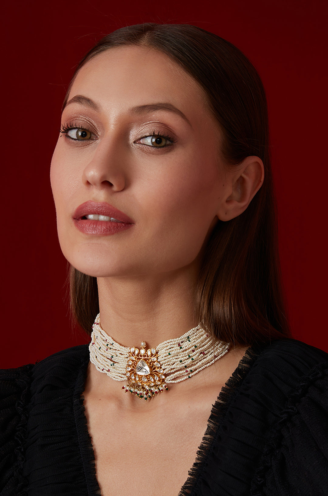 Marissa Polki Silver Choker Necklace