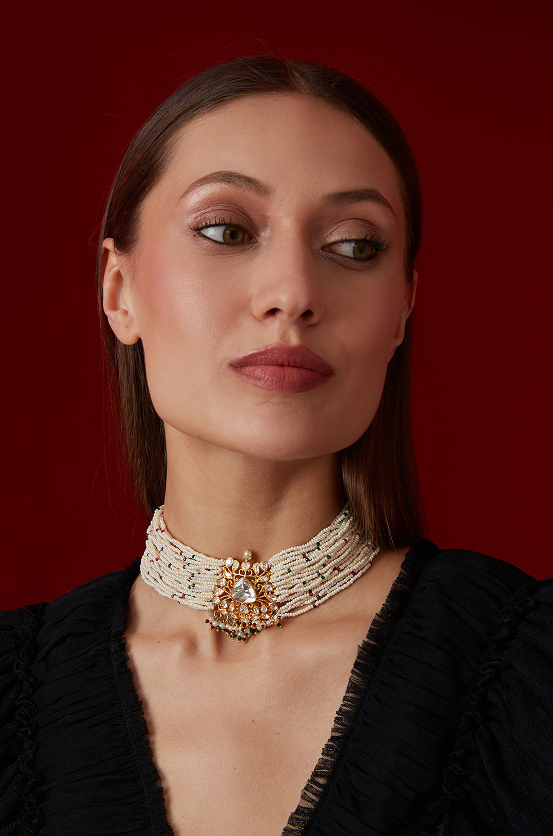 Marissa Polki Silver Choker Necklace