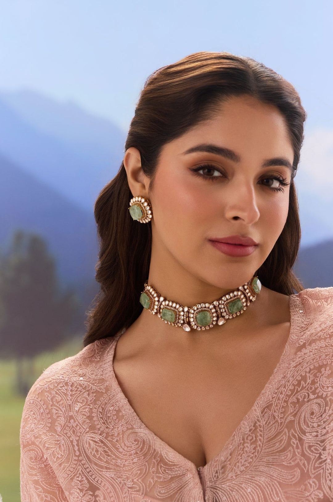 Agastiya Mint Polki Necklace Set