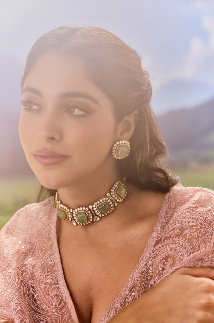 Agastiya Mint Polki Necklace Set