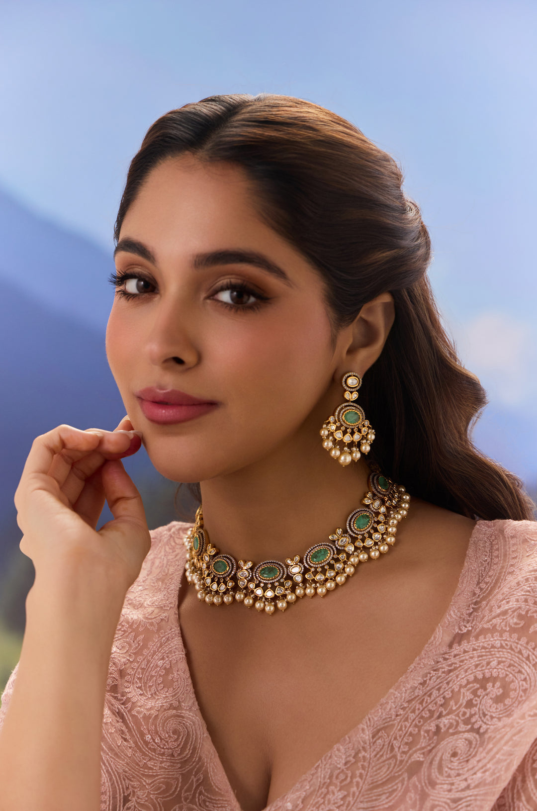 Gouravi Mint Polki Necklace Set