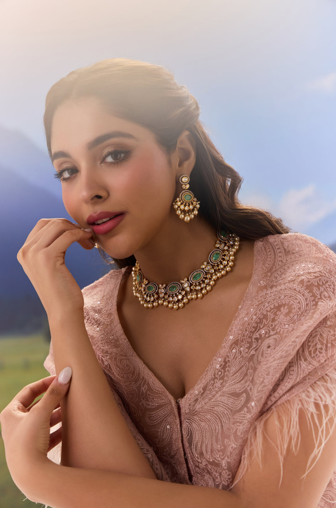 Gouravi Mint Polki Necklace Set
