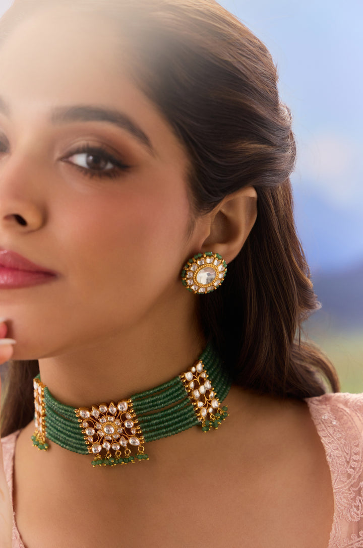 Asma Green Kundan Necklace Set