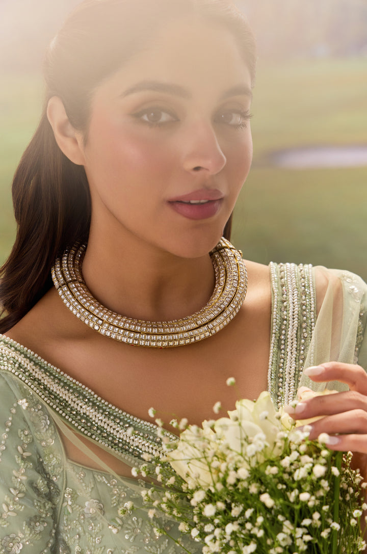 Siya Rajwadi Polki Hassli Necklace