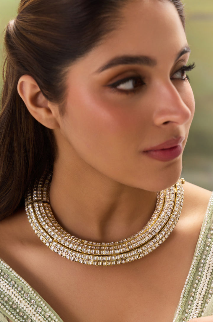 Siya Rajwadi Polki Hassli Necklace