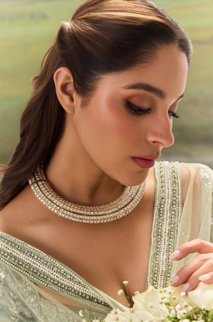 Siya Rajwadi Polki Hassli Necklace