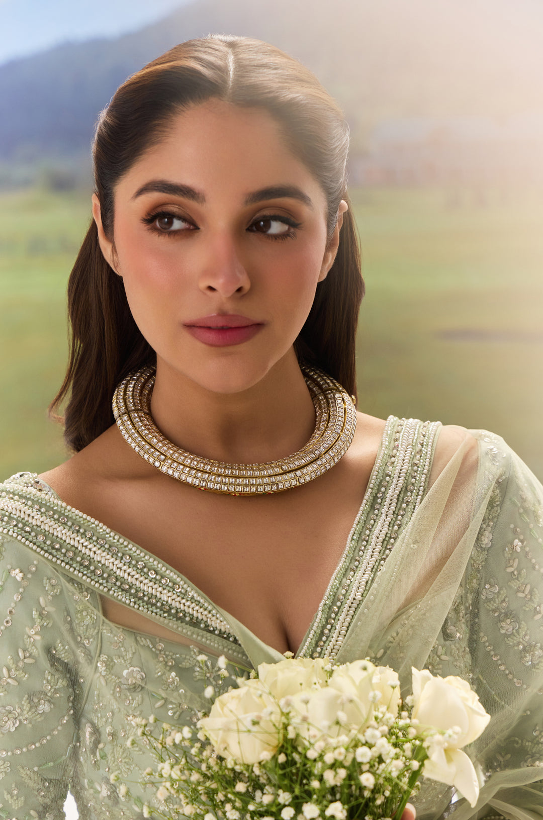 Siya Rajwadi Polki Hassli Necklace