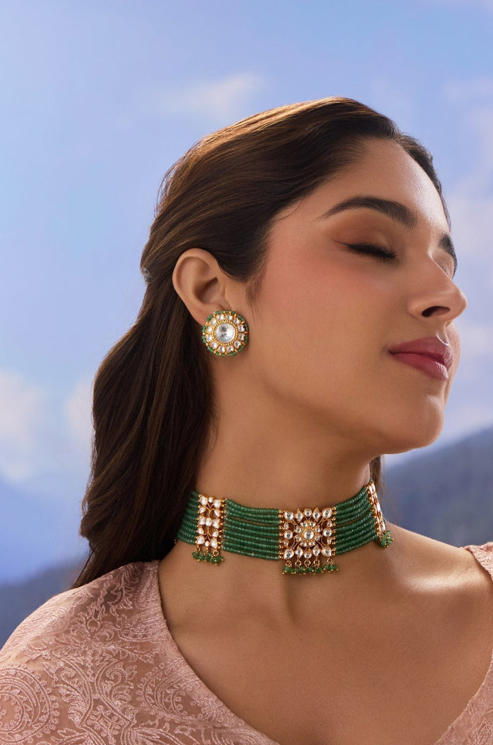 Asma Green Kundan Necklace Set
