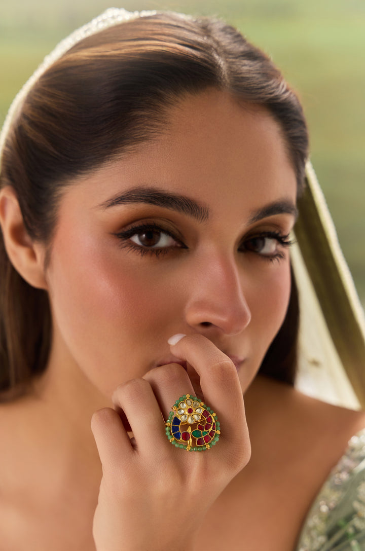 Ruhi Multicolored Kundan Ring