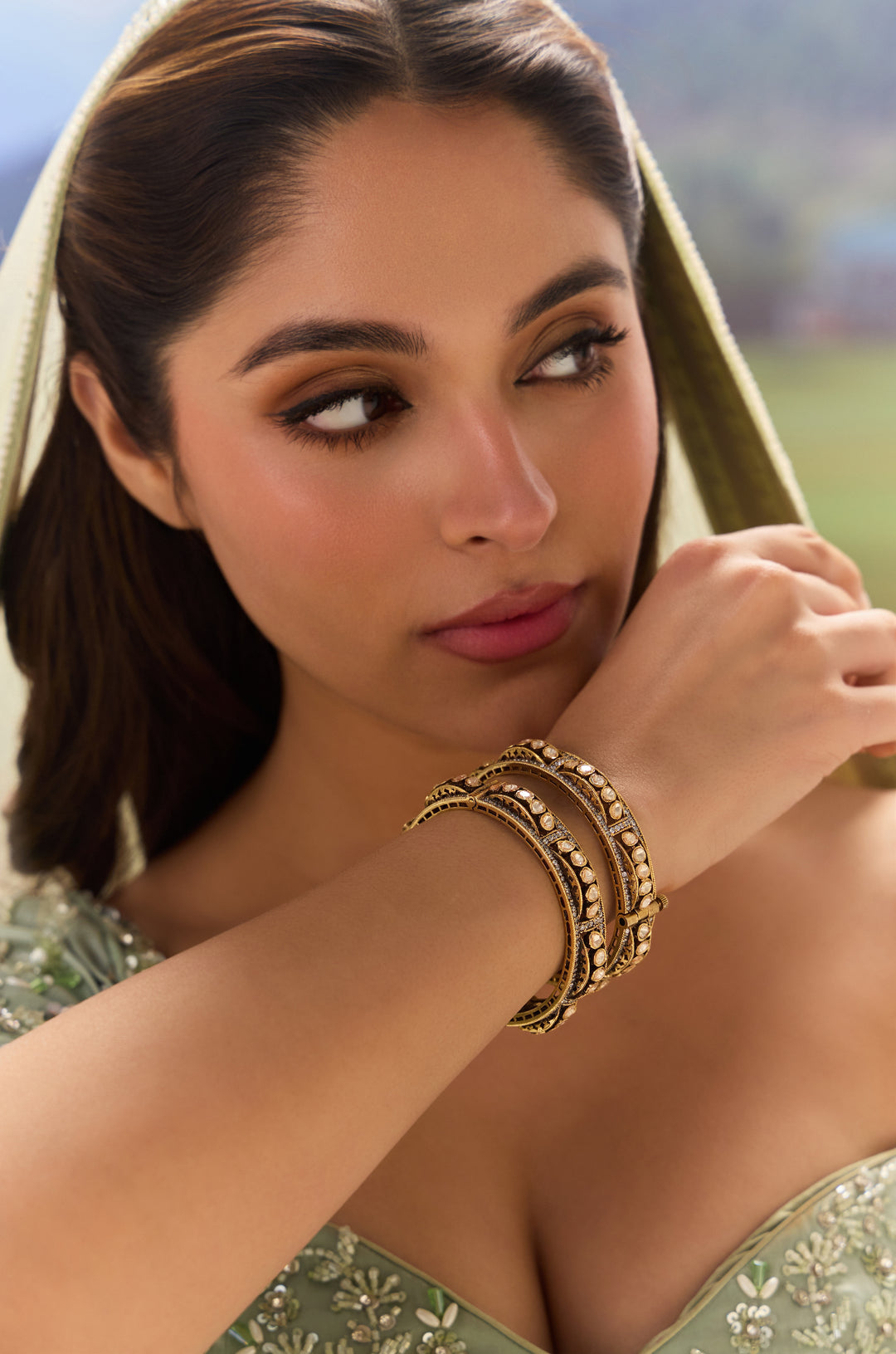 Heather Polki Bangles - Set Of 2