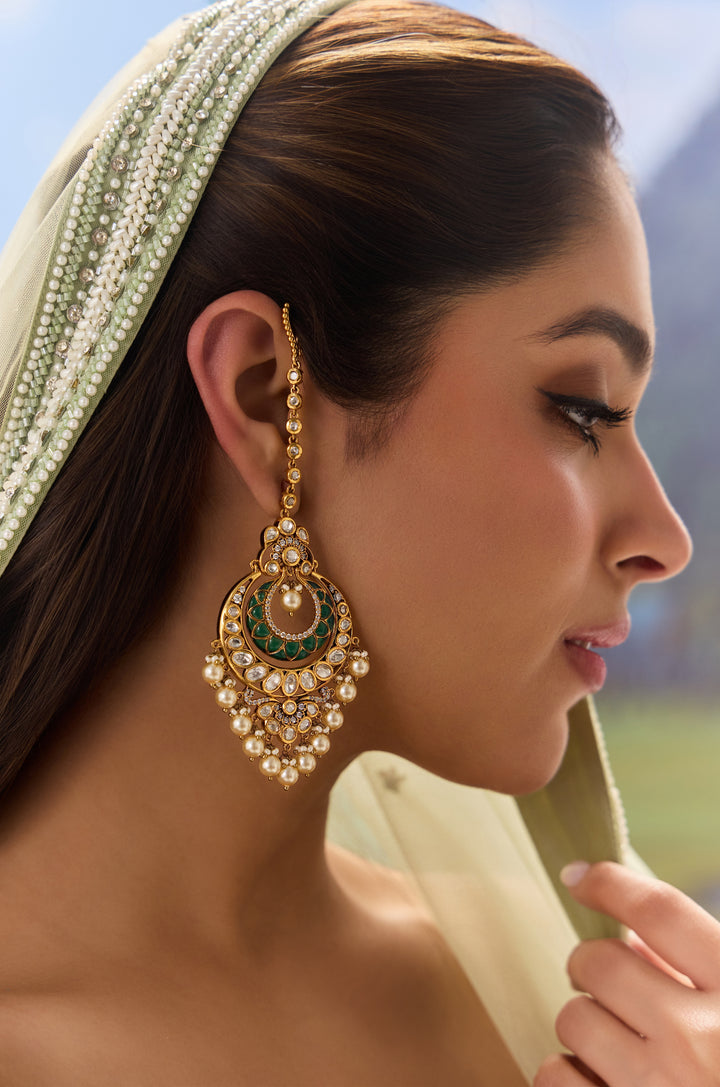 Zarina Green Polki Earrings