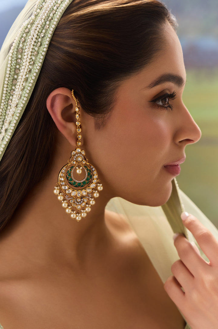 Zarina Green Polki Earrings