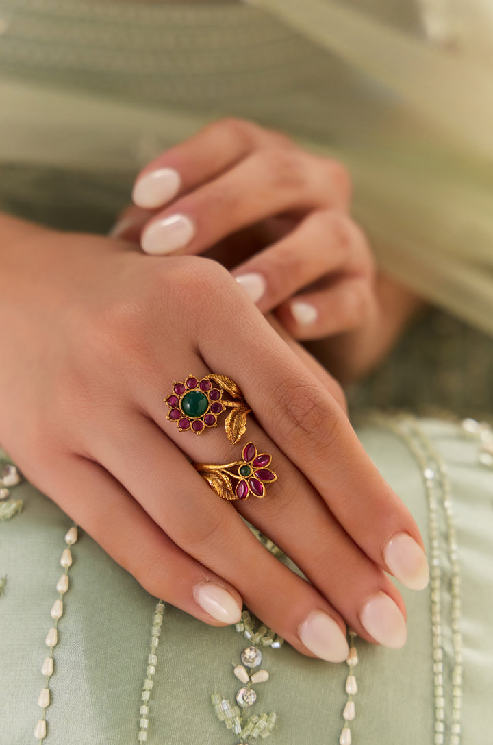 Binal Temple Work Floral Ring