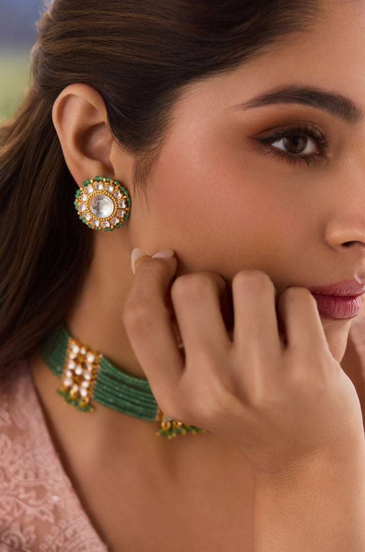 Asma Green Kundan Necklace Set