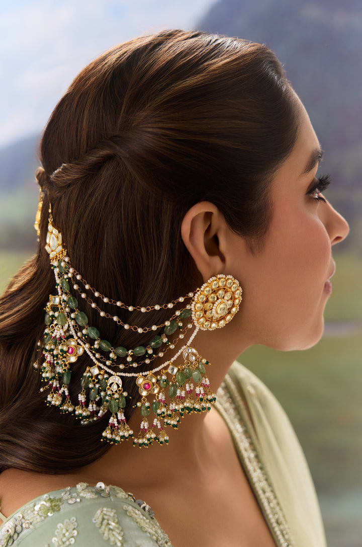 Ragini Mint Kundan Statement Earrings