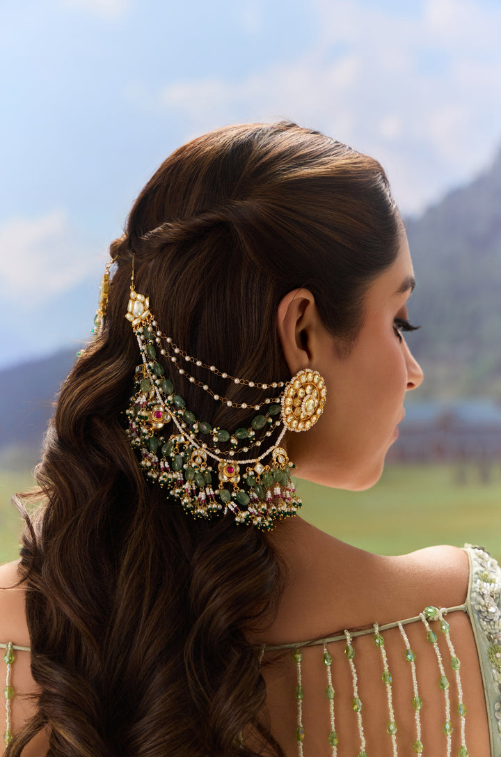 Ragini Mint Kundan Statement Earrings
