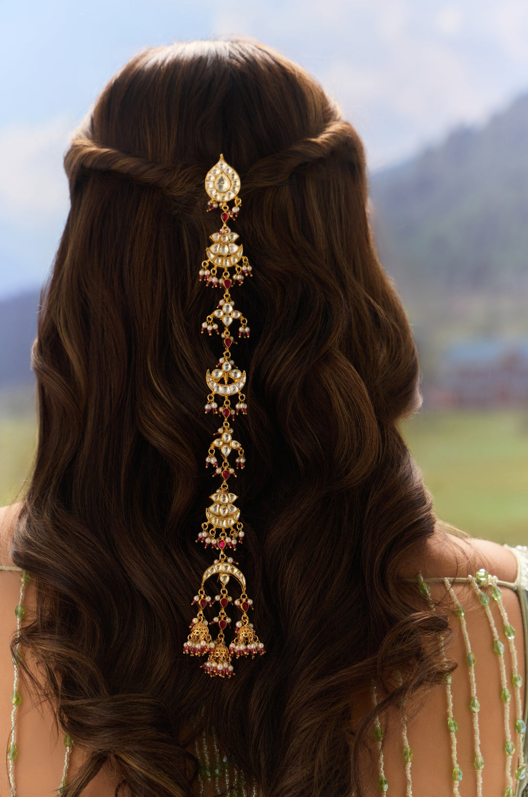 Pushpa Kundan And Pearls Braid Pin