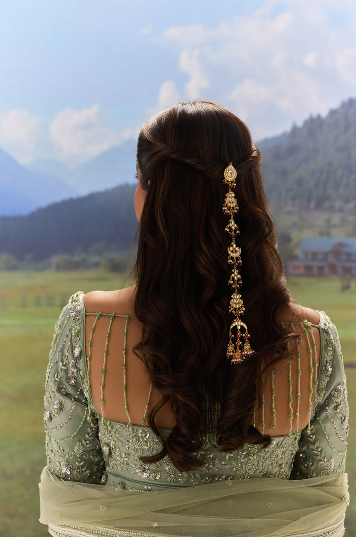 Pushpa Kundan And Pearls Braid Pin