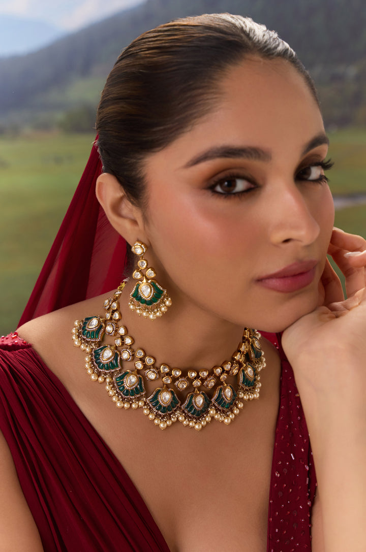 Eve Green Polki Necklace Set