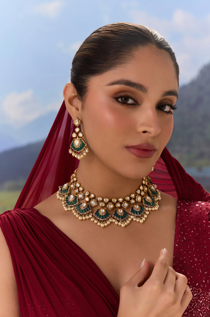 Eve Green Polki Necklace Set