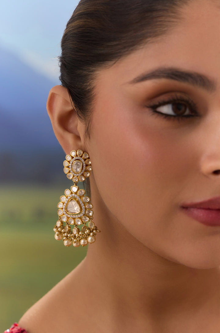 Vamsee Silver Polki Earrings