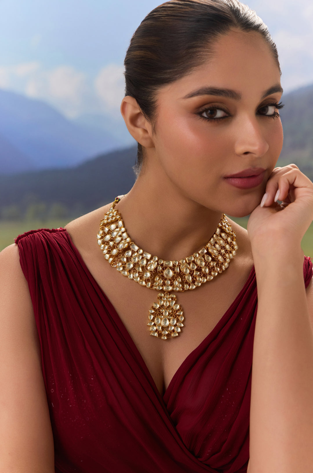 Roshanara Kundan Silver Necklace