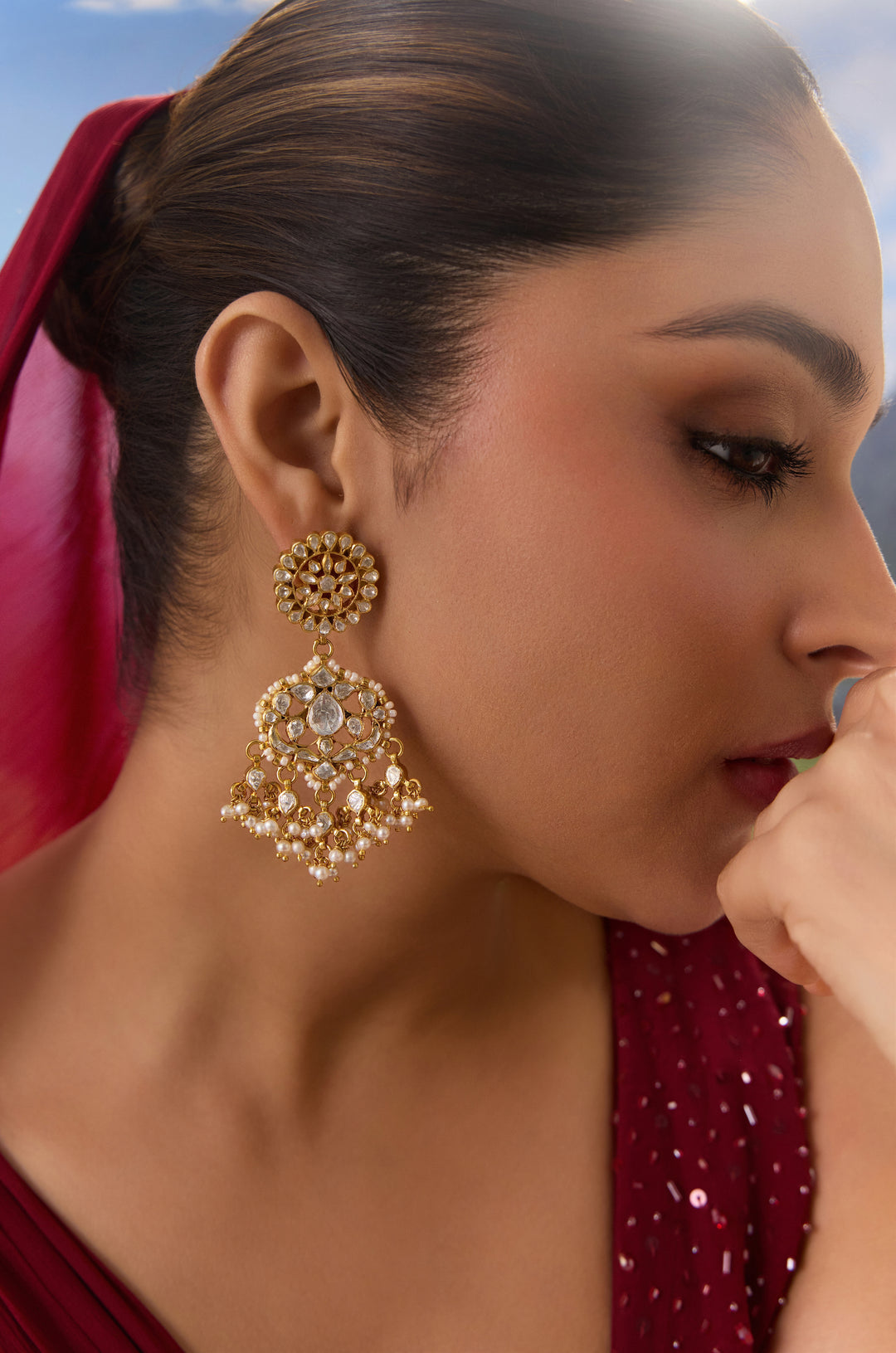 Supriya Silver Polki Earrings