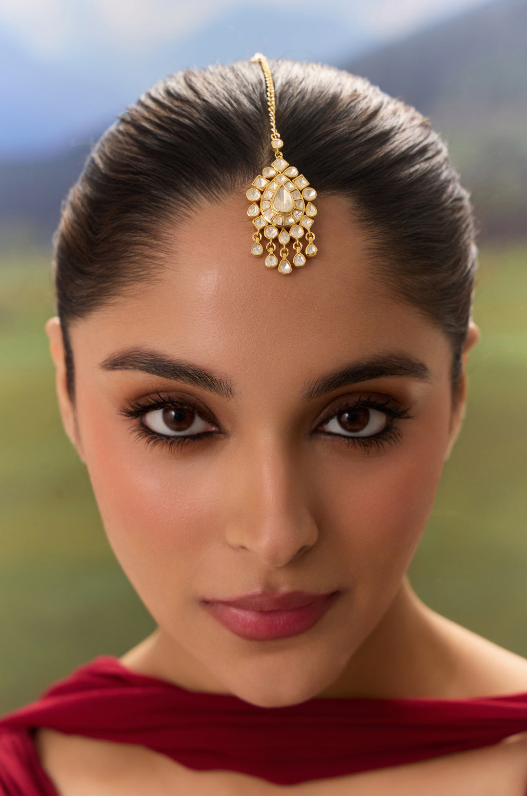 Geetha Polki Silver Maang Tikka