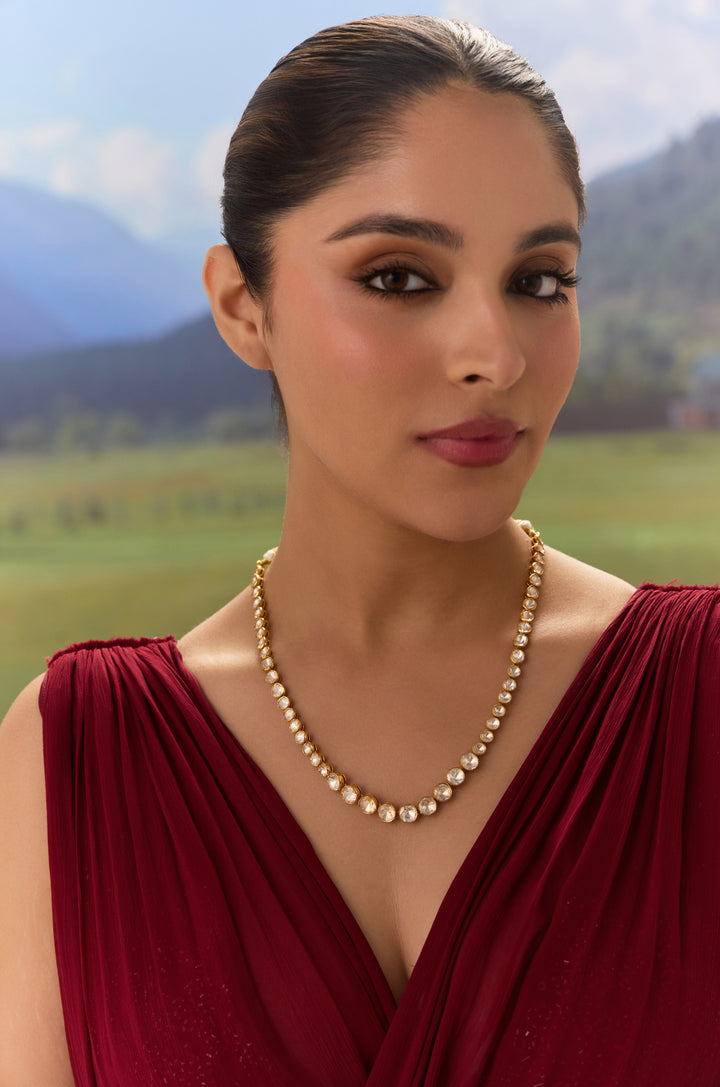 Ramsha Silver Polki Necklace