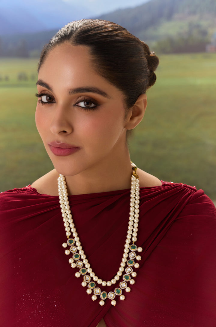Saanjh Polki And Pearls Silver Necklace