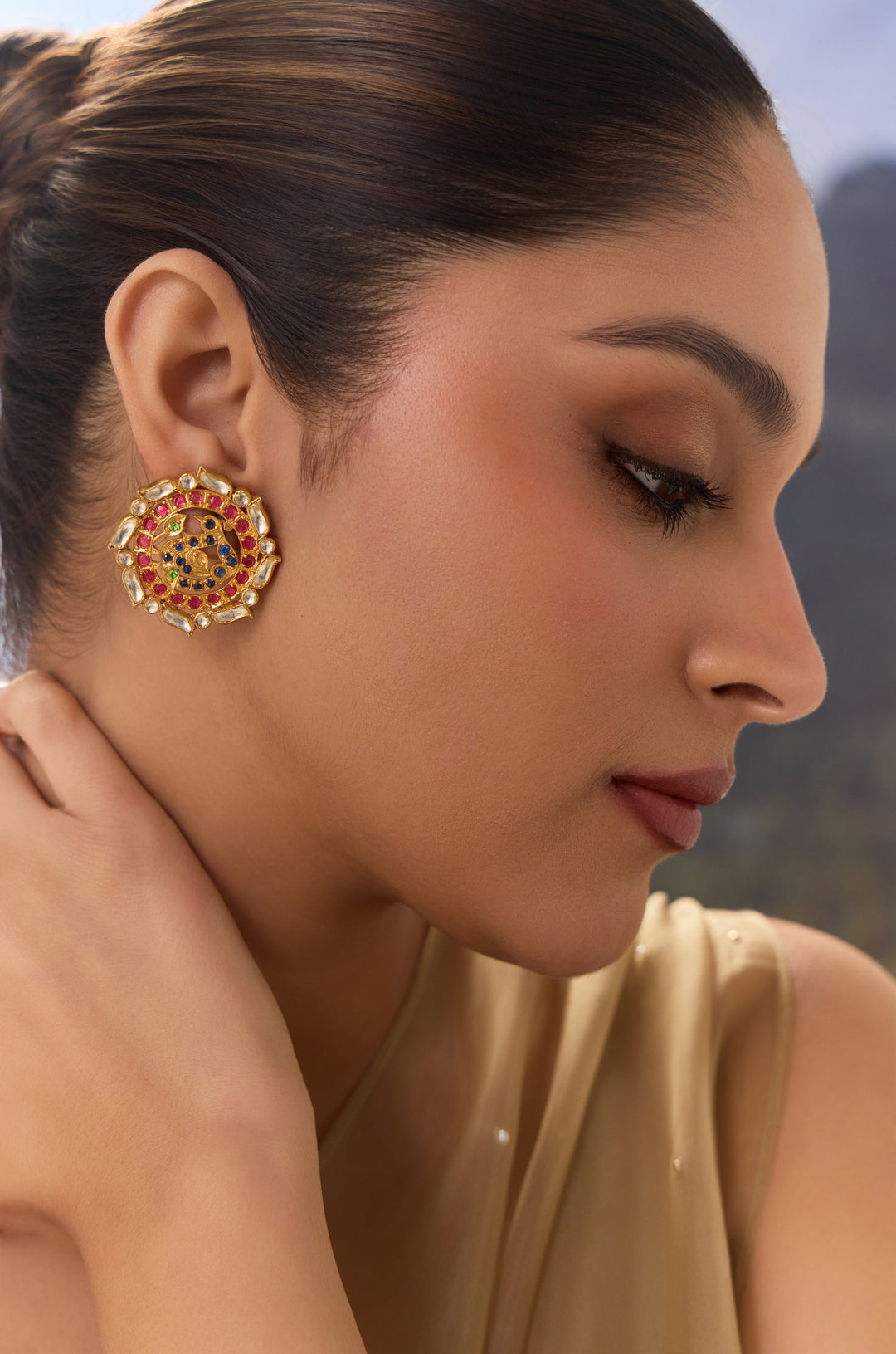 Noor Silver Kundan Studs