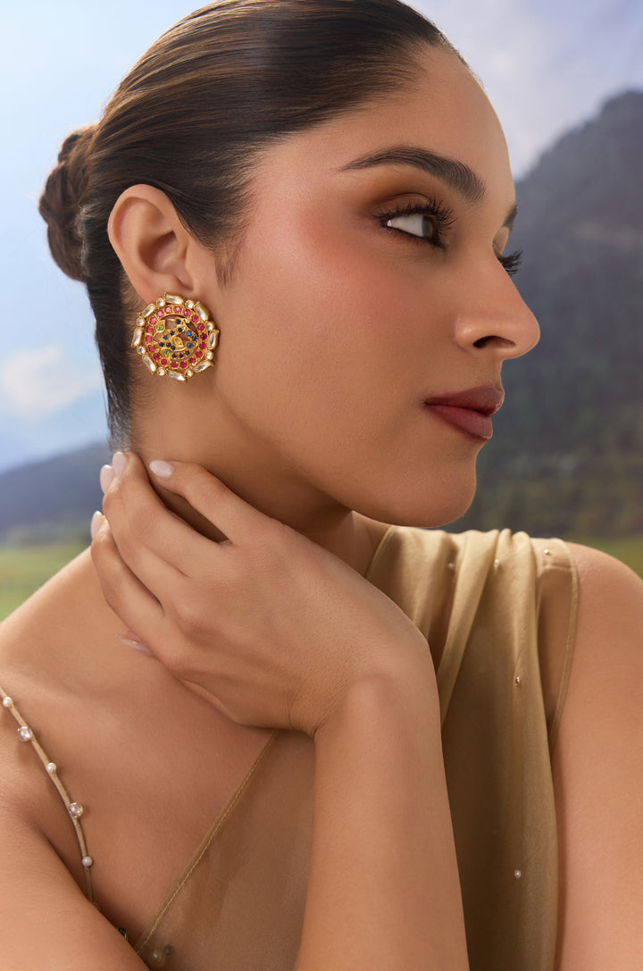 Noor Silver Kundan Studs