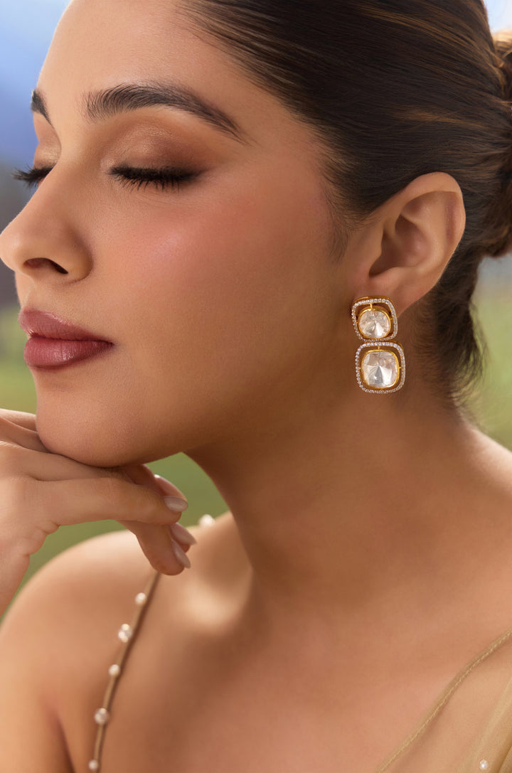 Tisha Silver Polki Earrings