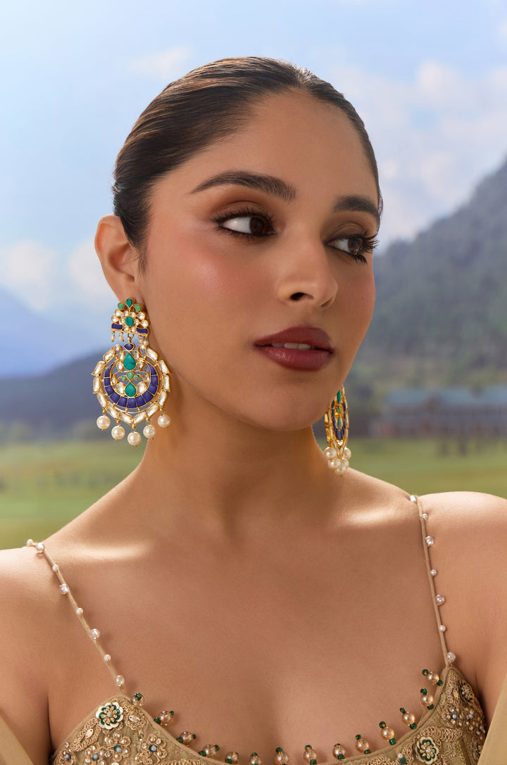 Azure Turquoise Silver Chandbali Earrings