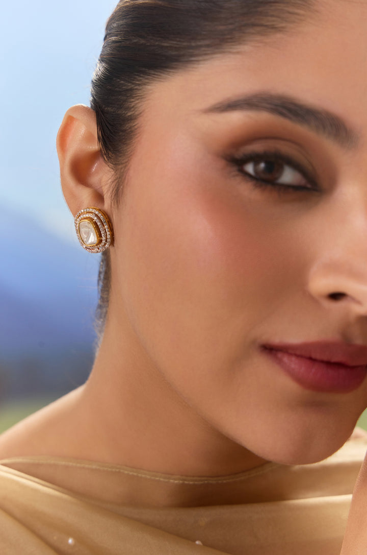 Vaghmi Silver Polki Studs