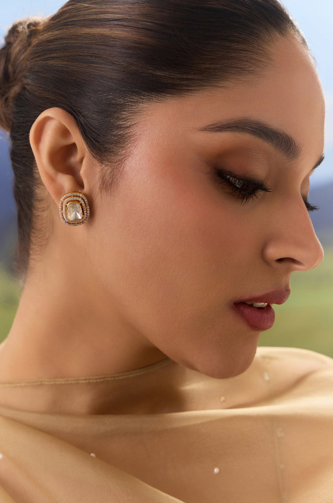 Vaghmi Silver Polki Studs
