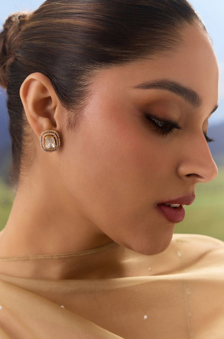 Vaghmi Silver Polki Studs