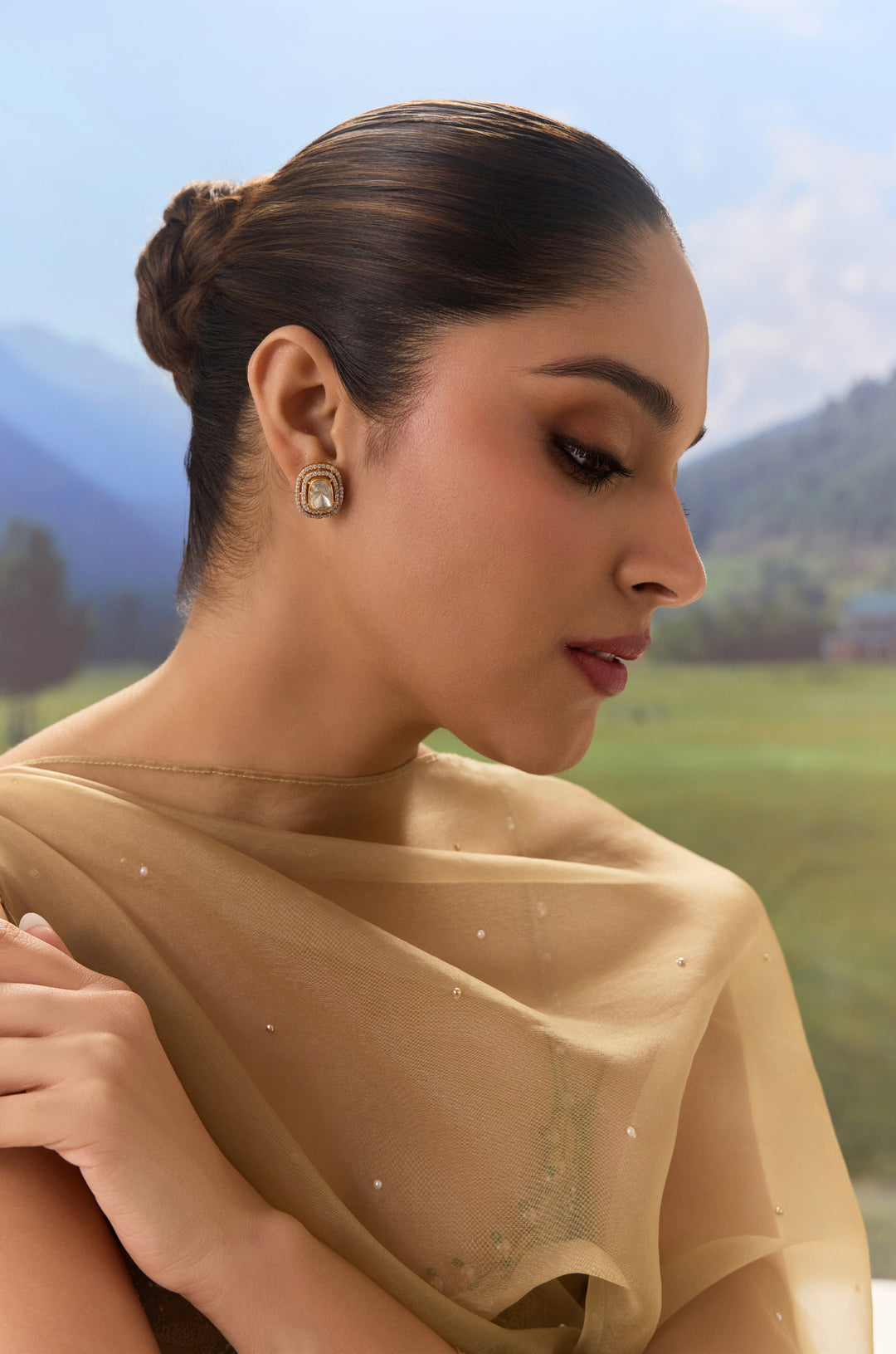 Vaghmi Silver Polki Studs