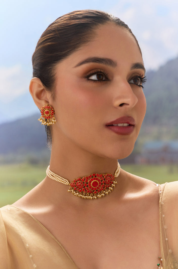 Aarohi Coral Necklace Set