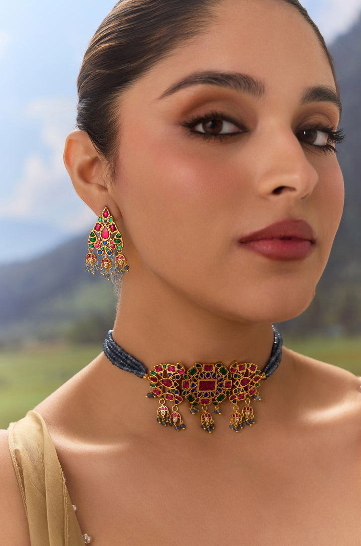 Avisha Multicolored Silver Necklace Set