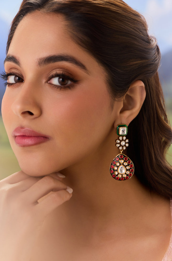 Huma Meenakari Polki Earrings
