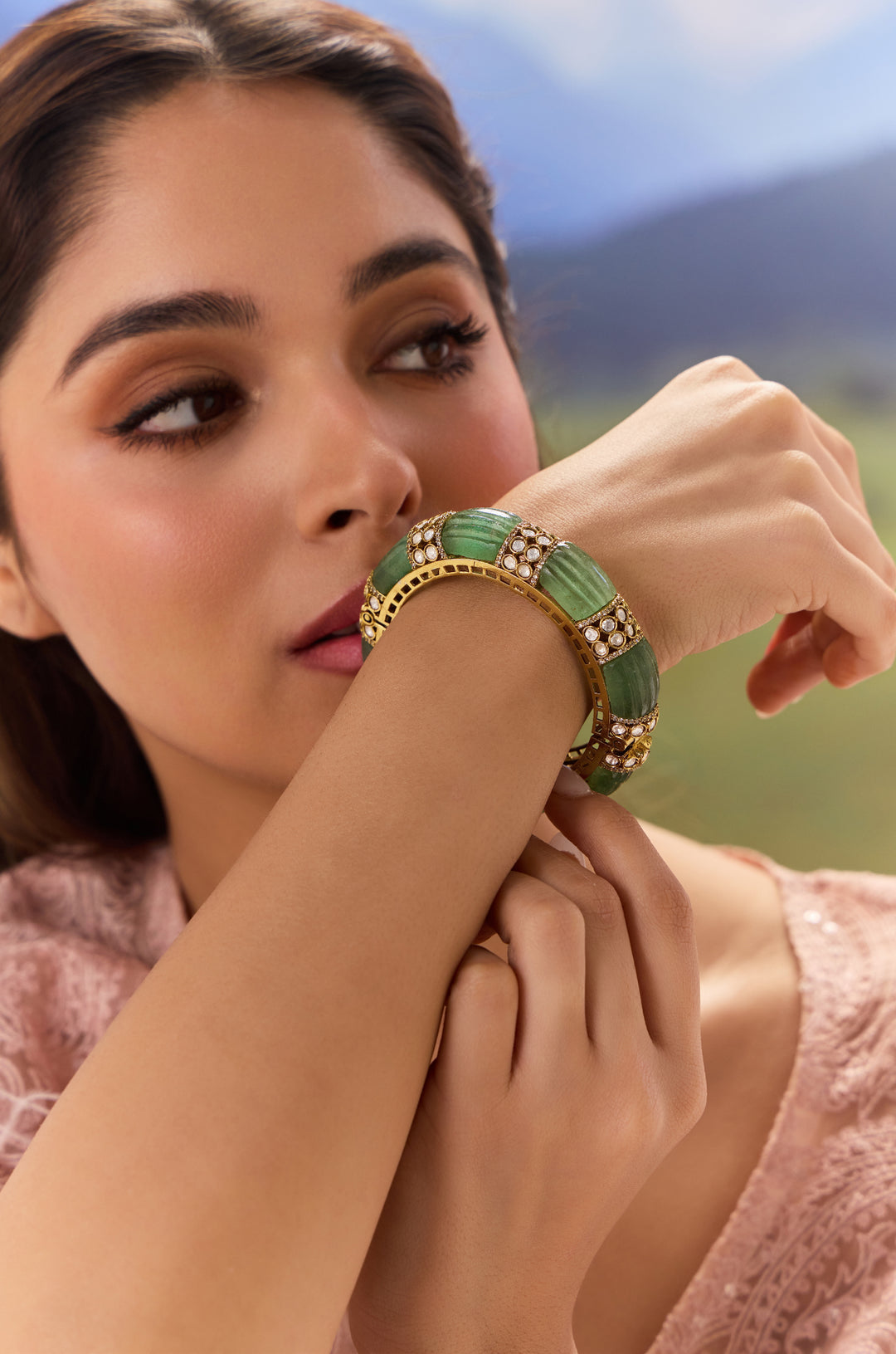 Aneet Mint Polki Bangle