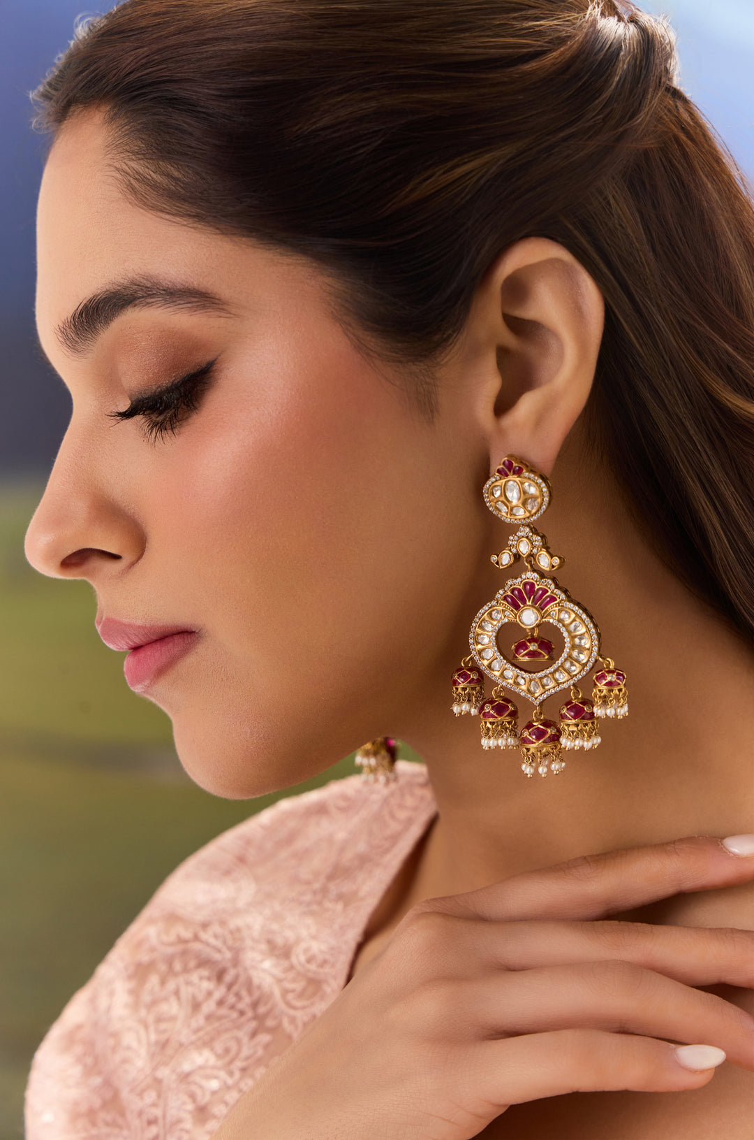 Orina Red Polki Earrings