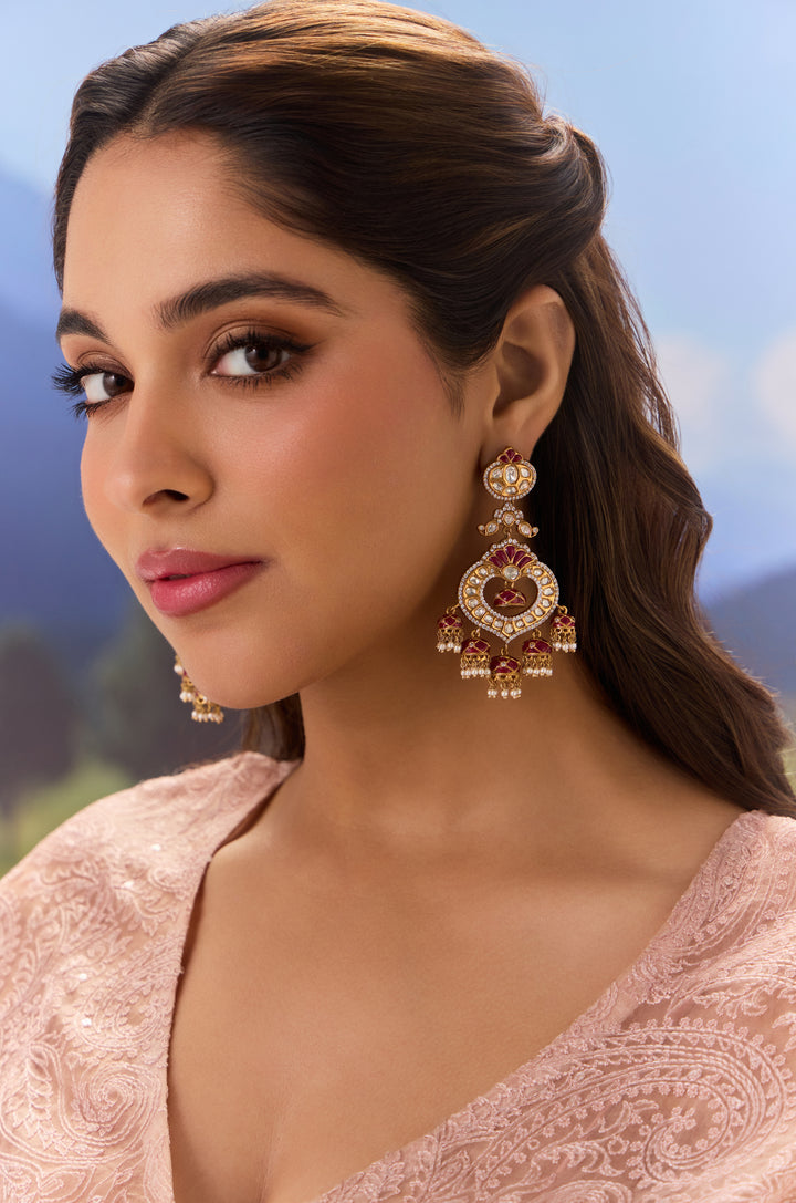 Orina Red Polki Earrings