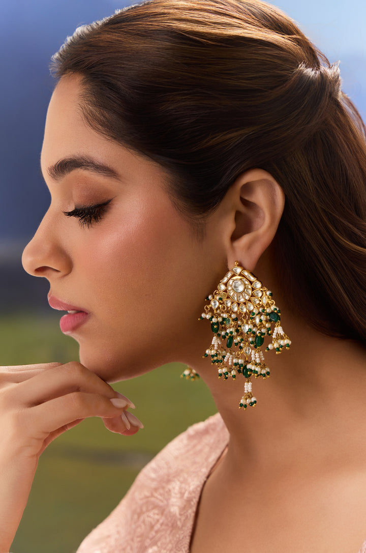 Humaika Green Kundan Earrings