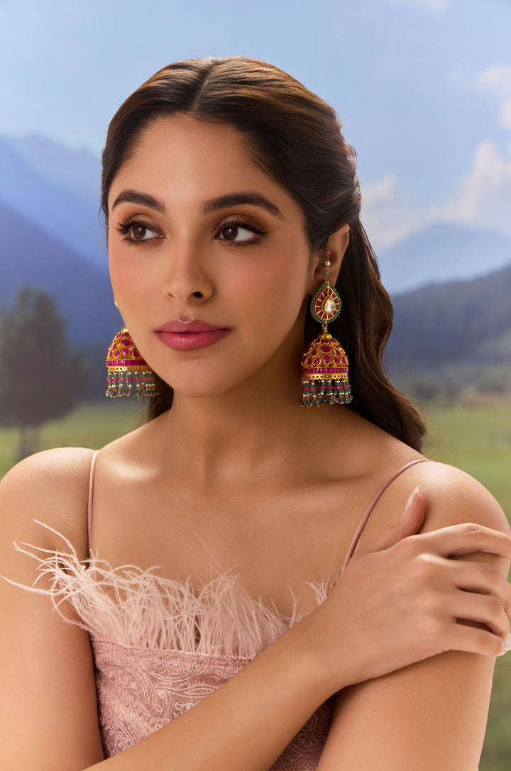 Himakshi Multicolored Kundan Jhumka Earrings